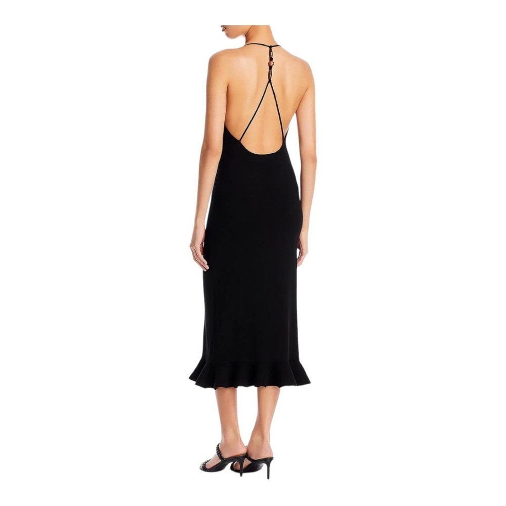 Rebecca Taylor Ribbed Knit Stretch Knotted Beaded Back Column Bodycon Dress NWOT - Picture 3 of 11